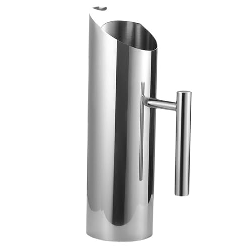 Nikou Wasserkrug aus Edelstahl mit Eisschutz, 1,5 l Fassungsvermögen, ergonomischer Griff, geeignet für kalte Getränke und Getränke, Metallkrug für einfaches Ausgießen von Nikou
