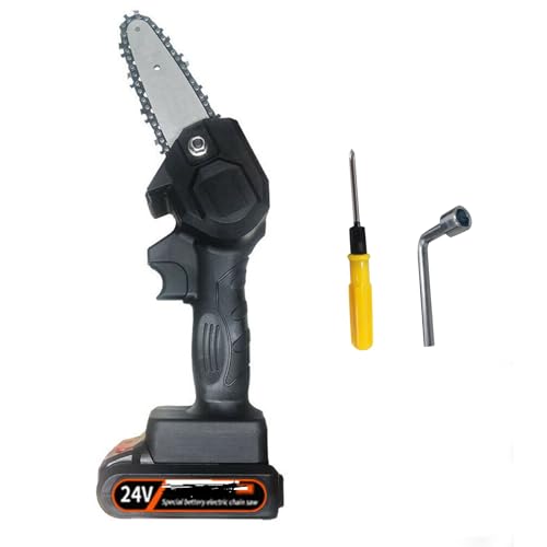 Nikou Wiederaufladbare Elektrische Kettensäge für zu Hause Kleine Handkettensäge für den Außenbereich Schwarz von Nikou