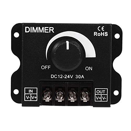 Nikou Dimmer Controller, 12V-24V 30A Streifen LED Controller LED-Leuchte mit Drehknopfdimmer, LED Dimmerregler Led Schalter Manuelle Bedienung für Einfarbige Streifenbeleuchtung von Nikou