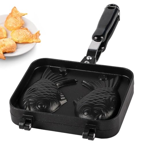 Nikou Taiyaki-Pfanne in Fischform, Waffelform Fisch Geformt Taiyaki Bakeware Waffeleisen Macher 2 Moulds Kuchen-Backen-Werkzeuge für Heim von Nikou