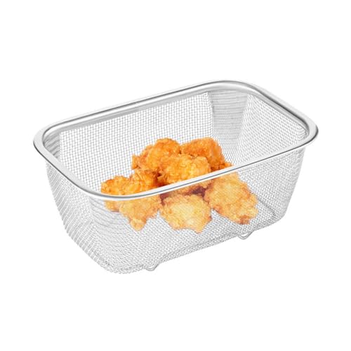Feinmaschiges Ölsieb, Rechteckiger Siebkorb, Edelstahl-Drahtkorb, Pommes-Frites-Korb, Küchensieb Siebkorb, Feinmaschiges Sieb Reiswaschschüssel, Gemüse-Obst-Sieb-Sieb-Küchenwerkzeuge von Niktule