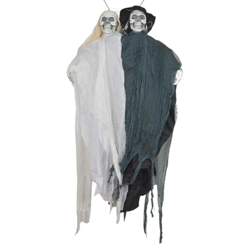 Halloween-Deko | Outdoor Gruselige Spuk Dekoration,Retro Brautpaar Skelett Mit Sound Für Innen Außen Haus Garten Fenster von Niktule