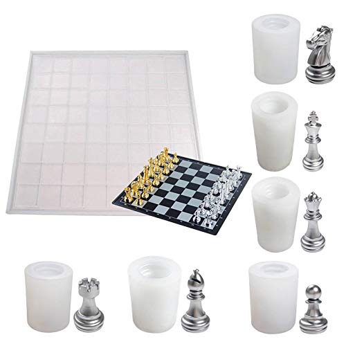 Harzform, Silikonform Zum Selbermachen, 3D-Schach-Silikonform, Internationale Entwürfe, Stück, Schach, Harzform, Silikon-Epoxidharz, Gießform, Handgefertigtes Schachspiel, Silikonharz-Kit Ton, Basteln von Niktule