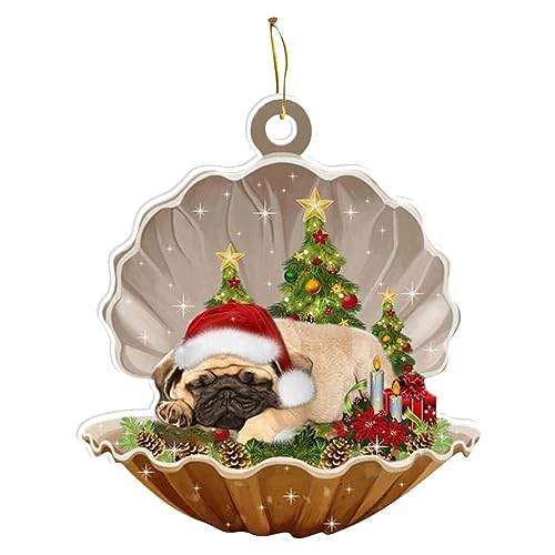 Hunde-Weihnachtsbaumschmuck,Hund im Muschel-Cartoon-Weihnachtstier-Ornament | Acryl-Meeresfrüchte-Muschel-Hund-Weihnachtsanhänger, schönes Kinder, Neujahrsparty Niktule von Niktule