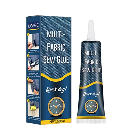 Nähkleber, Textilkleber für mehrere Stoffe, schnell trocknender Stoffreparaturkleber Nählösung ideal für Stoff Denim Baumwolle Leinen, 50ml wasserfest Anti Rutsch Noppen flüssige Leder Reparatur Set von Niktule