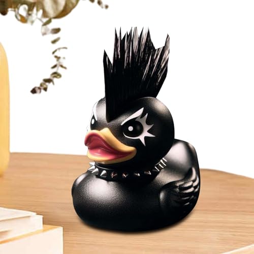 Niktule Duckieville Ente, Enten Figur Heimdekoration, Punk-Entenstatue Tierfigur, Duckieville Enten-Sammelfiguren, Schreibtisch-Dekoration, Kunstharz, Entenfiguren Und Statuen Für Schlafzimmer von Niktule