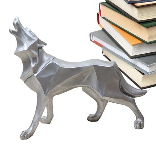 Niktule Harz Wolf Figur,Wolf Statue,Wolf Figuren Wohnkultur,Coole abstrakte Tierfiguren Dekoration,Abstrakte Moderne Wolf-Skulptur im geometrischen Look für Coole Tierfiguren Dekoration von Niktule