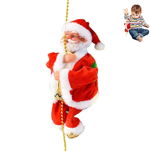 Niktule Kletternder Weihnachtsmann | Weihnachtliche Musik-Kletterleiter-Dekoration - Kletterndes Weihnachtsmann-Spielzeug, kreative Weihnachtsschmuckpuppe, Kindergeschenk für Heimdekoration von Niktule