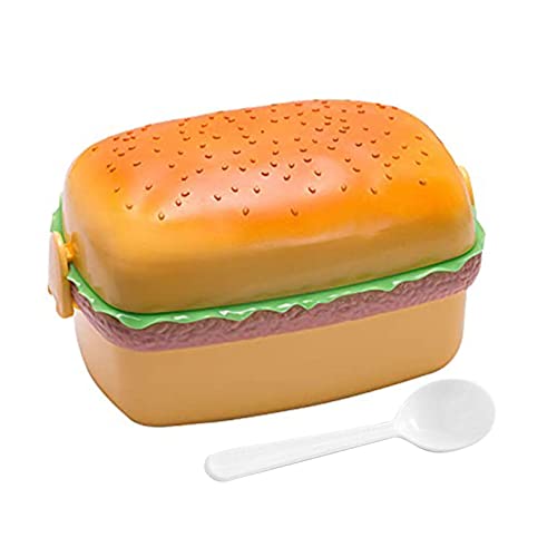 Niktule Lunchbox mit 3 Ebenen, Hamburger Lebensmittelbehälter mit Löffel, auslaufsichere Lunchbox tragbare süße Burger Lunchbox perfekt für Salate, Sandwiches von Niktule