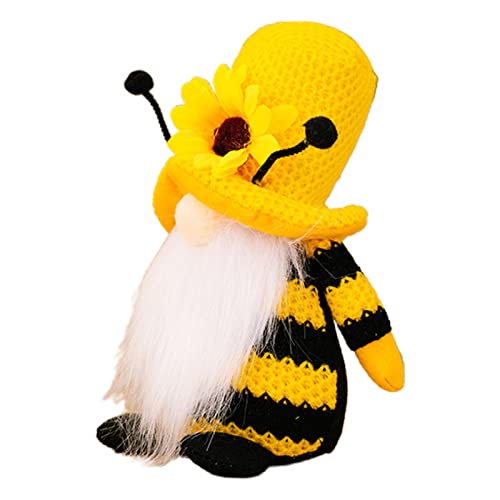 Niktule Plüsch Biene Wichtel Dekoration,Honeybee Spring Gnomes Plushie Ornaments | Skandinavische Tomte-Elf zum Weltbienentag, schwedische Zwergfigur, Tischregal, abgestuftes Tablett, Dekoration von Niktule