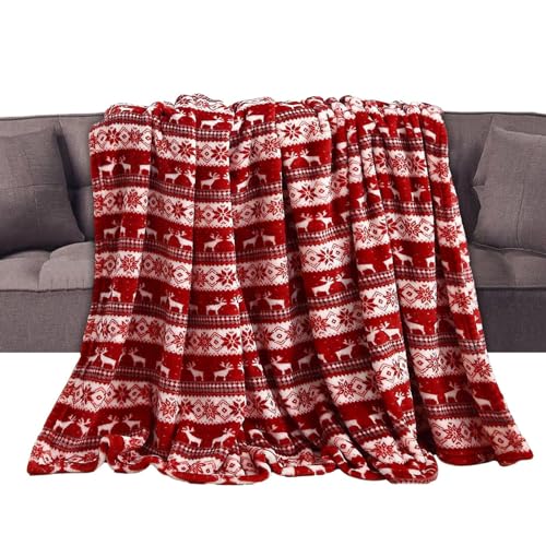 Niktule Weihnachtsdecken und Überwürfe,weihnachtsdecke,Weihnachten Decke,weihnachtsdecke kuschelig,Kuschelige Fleece Weihnachtsdecke für Couch,Doppelseitig weiche,elegant Bedruckte Weihnachtsdecke von Niktule