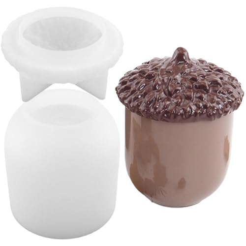 Silikonform Eichel Mit Deckel, Silikon-Aufbewahrungsbox Für Epoxidharz, DI-Y Tannenzapfen Silikonform Dose, Flaschengussformen Für Die Herstellung Von Selbstgemachten Behältern, Seifen, Kerzen von Niktule