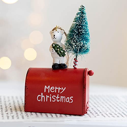 Weihnachtsbriefkasten, Weihnachtsdekorationen, Weihnachtsdekoration Für Zuhause Metall Eisen Rot Briefkasten, Weihnachten Schmiedeeisen Ornamente Kreative Metall Briefkasten Dekoration von Niktule