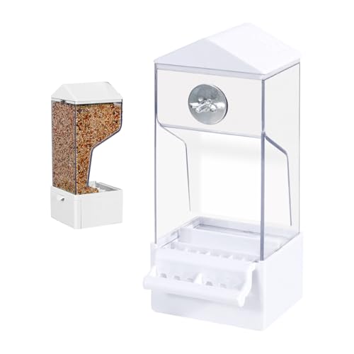Wellensittich Futterautomat - Haustier Futterspender Externer Käfig,Transparenter Futterbehälter Für Finken Kanarienvögel Kakadus Garten Balkon Terrasse | Für Sperlinge Rotkehlchen Und von Niktule