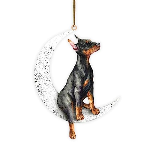 Welpenornamente | Welpe Ornament | Der Hund sitzt auf dem Mond und sorgt mit dem Seildesign, dem niedlichen Hundeanhänger für Baum- und Familiendekoration für weihnachtliche Atmosphäre Niktule von Niktule