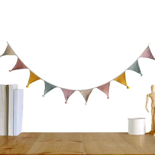 Wimpelkette Kinderzimmer | 2.74 Meter Baumwollstoff Girlande Banner,Bunte Wimpel Flaggen Für Kinderzimmer Ostern Nursery Babyzimmer | Geburtstag Party Camping Klassenzimmer Baby Shower Feiern von Niktule