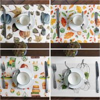Herbst Tischsets|Thanksgiving Tischsets|Küche Dekor|Orange Und Blau Kürbis Tischsets|Holiday Tischsets|Tischkunst|Herbst Tischsets von NileArtDesign