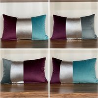 Lila Silber Kissenbezug| Samt Kissen| Lumbar Kissenhülle| Teal Samt Kissen Aus Silber| Silberfolienkissen von NileArtDesign