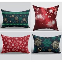 Weihnachtlicher Kissenbezug| Lumbar Kissenhülle| Rote Schneeflockenkissen| Schwarzes Weihnachtsdekor| Weihnachtskissen| Gold Schneeflocken Kissen von NileArtDesign