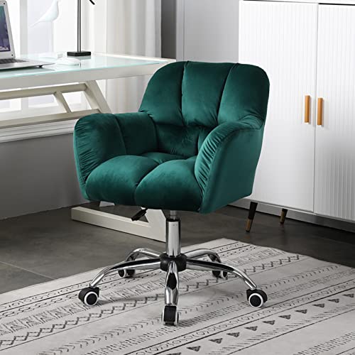 NileMAll Leichter, höhenverstellbarer Luxus-Home-Office-Stuhl, moderner Samt-ergonomischer Drehstuhl mit mittlerer Rückenlehne, Computer-Schminkstuhl von NileMAll