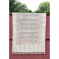 Baumwoll-Boho-Teppich, Outdoor-Patio-Teppiche, Block Bedruckte Dhurrie-Teppiche, Handgefertigter Teppich 8 X 10 von NileshArtsIndia
