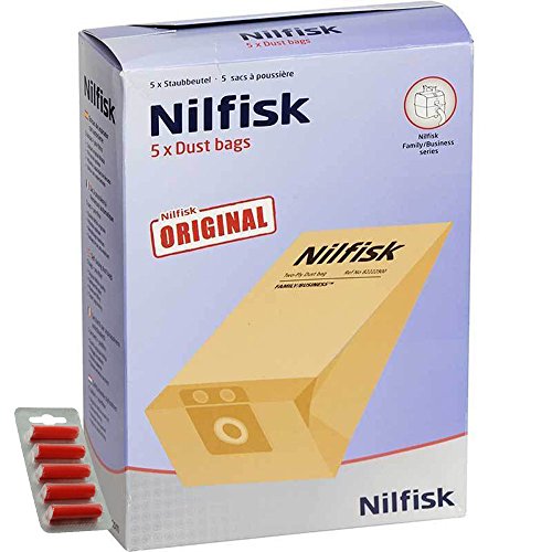 Original Nilfisk GD1000 Serie Staubsauger Dual Filter Staubbeutel (5 Stück + 5 Lufterfrischer) von Nilfisk