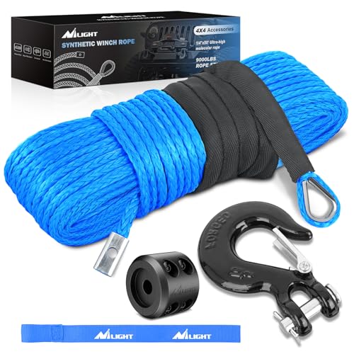 Nilight 1/4 Zoll x 15 m Seilwinde Seil Synthetische Seilwinde Seil Universal für ATV UTV 4x4 Geländewagen 4082 kg Seilwinde Leine Seile mit Stahlhaken Gummistopper Schutzhülle Sicherheitsgurt, Blau Nilight 1/4 Zoll x 15 m Seilwinde Seil Synthetische Seilwinde Seil Universal für ATV UTV 4x4 Geländewagen 4082 kg Seilwinde Leine Seile mit Stahlhaken Gummistopper Schutzhülle Sicherheitsgurt, Blau von Nilight