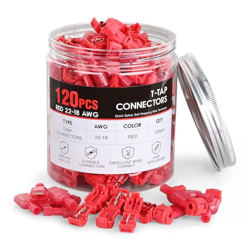 Nilight 120 Stück/60 Paar Schnellspleißklemmen, T-Tap-Flachdrahtverbinder, rot, 22–16 AWG, männlich, weiblich, vollständig isoliert, elektrischer Draht, Crimp-Selbstabisolier-Set, 2 Jahre Garantie Nilight 120 Stück/60 Paar Schnellspleißklemmen, T-Tap-Flachdrahtverbinder, rot, 22–16 AWG, männlich, weiblich, vollständig isoliert, elektrischer Draht, Crimp-Selbstabisolier-Set, 2 Jahre Garantie von Nilight