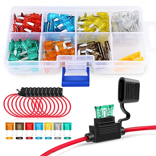 Nilight 120 Stück Mini-ATM/APM-Flachsicherungen, 5 A/7,5 A/10 A/15 A/20 A/25 A/30 A, sortiertes Set mit 10 Stück 14 AWG ATC/ATO Inline-Sicherungshalter Nilight 120 Stück Mini-ATM/APM-Flachsicherungen, 5 A/7,5 A/10 A/15 A/20 A/25 A/30 A, sortiertes Set mit 10 Stück 14 AWG ATC/ATO Inline-Sicherungshalter von Nilight