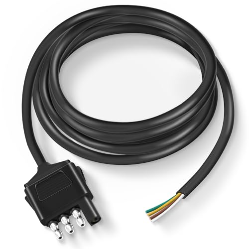 Nilight 4-Wege-Anhängerendverbinder, 1,5 m, ummanteltes Kabel, strapazierfähig, 18 AWG, 4-poliger Anhängerlichtstecker, reines Kupfer, Anhängerseite, männliches Ende, Ersatz, 4 flache Nilight 4-Wege-Anhängerendverbinder, 1,5 m, ummanteltes Kabel, strapazierfähig, 18 AWG, 4-poliger Anhängerlichtstecker, reines Kupfer, Anhängerseite, männliches Ende, Ersatz, 4 flache von Nilight