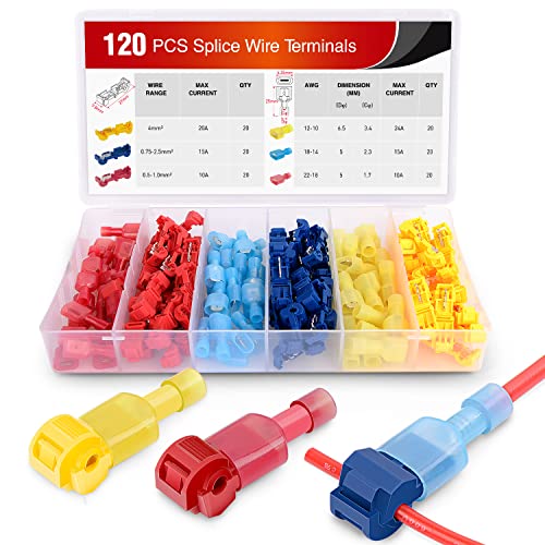 Nilight – 50004R-Schnell-Spleißkabelschuhe, T-Tap, selbst-abisolierend, mit Nylon, voll isoliertes Stecker-Schnelltrenn-Set, 120 Stück - 60 Paar von Nilight