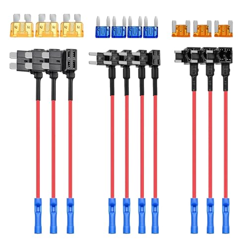 Nilight 50040R 12 V Auto-Sicherungshalter mit Standard- und Mini-TAP-Profil Flachsicherung für Autos, LKWs und Boote, 10er-Pack Sicherungshalter in 3 Typen, Blau, Rot, Schwarz Nilight 50040R 12 V Auto-Sicherungshalter mit Standard- und Mini-TAP-Profil Flachsicherung für Autos, LKWs und Boote, 10er-Pack Sicherungshalter in 3 Typen, Blau, Rot, Schwarz von Nilight