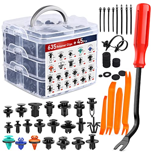 Nilight 680 Stück Auto-Halterungsclips und Auto-Befestigungen, Sortiment – 22 beliebteste Größen, Nylon, Stoßstangen-Nieten mit 10 Kabelbindern und Befestigungselementen, Entferner für Toyota, GM, von Nilight