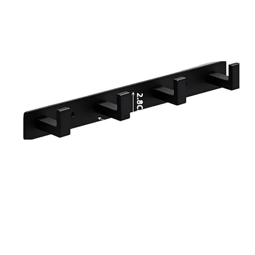 Nilioyul Kleiderhaken Wand, 2 Stück Garderobenhaken mit 4 Haken, Hakenleiste zum Schrauben für Jacken, Hüte, Taschen im Flur, Badezimmer oder Schlafzimmer (Schwarz) von Nilioyul