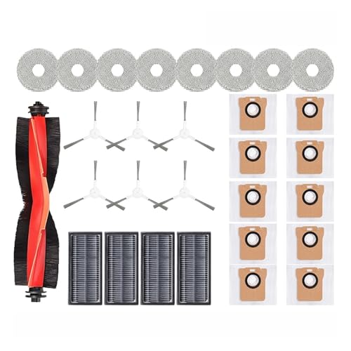 Kompatibel mit Xiaomi Mijia H40 M30S Roboter-Staubsauger Kehrmaschine Verbrauchsmaterial Hauptbürste Lappenfilter Seitenbürste Zubehör(Burgundy) von Nilnyvda