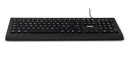 Nilox NXKBIT000014 USB-Tastatur, leicht und kompakt mit italienischem Layout, verschleißfest, Kabel 1,5 m, Schwarze Tastatur, kompatibel mit Windows, Linux und Mac von Nilox