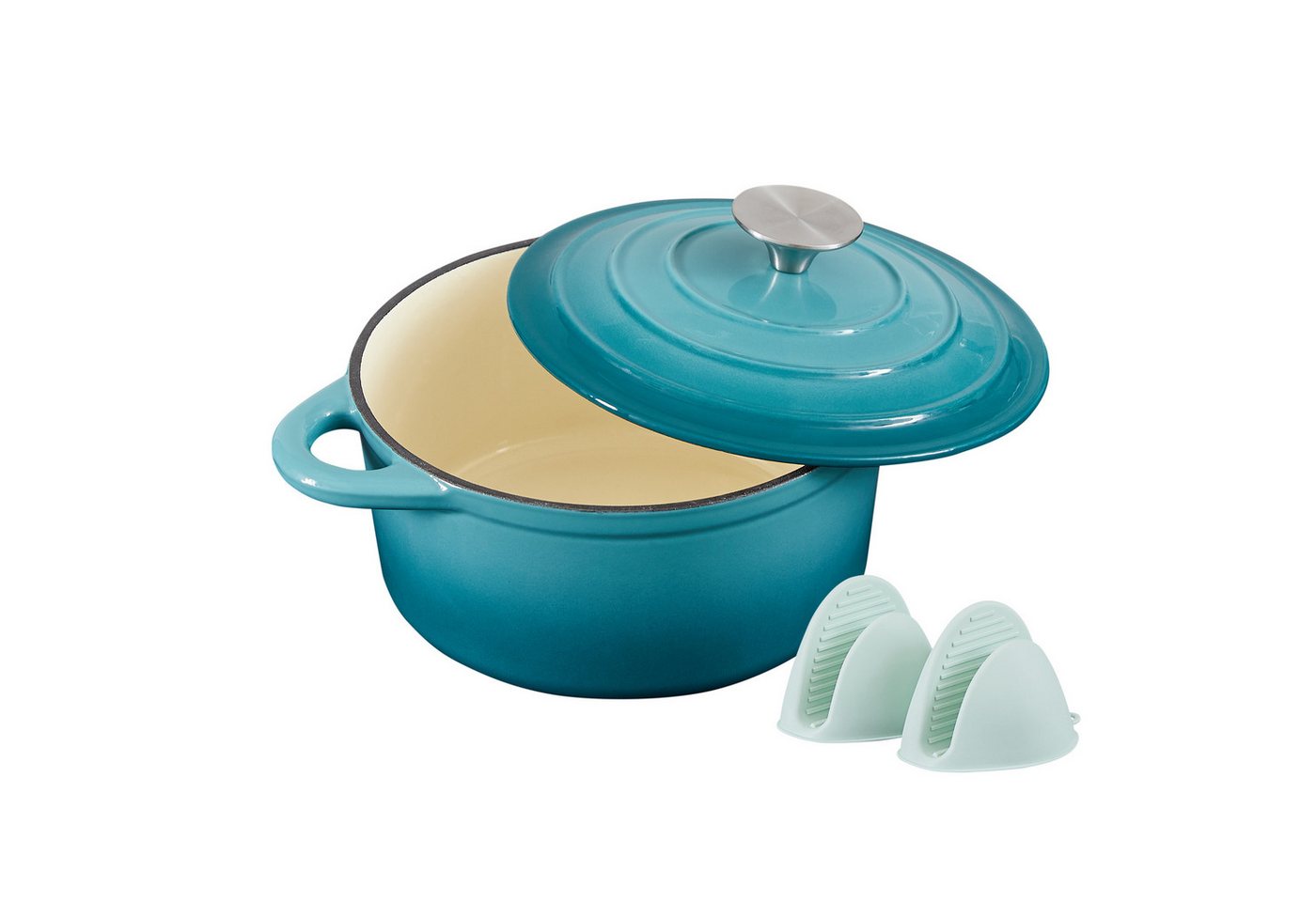 Nilpferd Bräter Gusseisen Topf emaillierte Bräter Gusseisentopf Schmortopf, (Set, 1 Pot mit 1 lid), Backofengeeignet Induktionsgeeignet Zum Braten, Schmoren, Kochen von Nilpferd