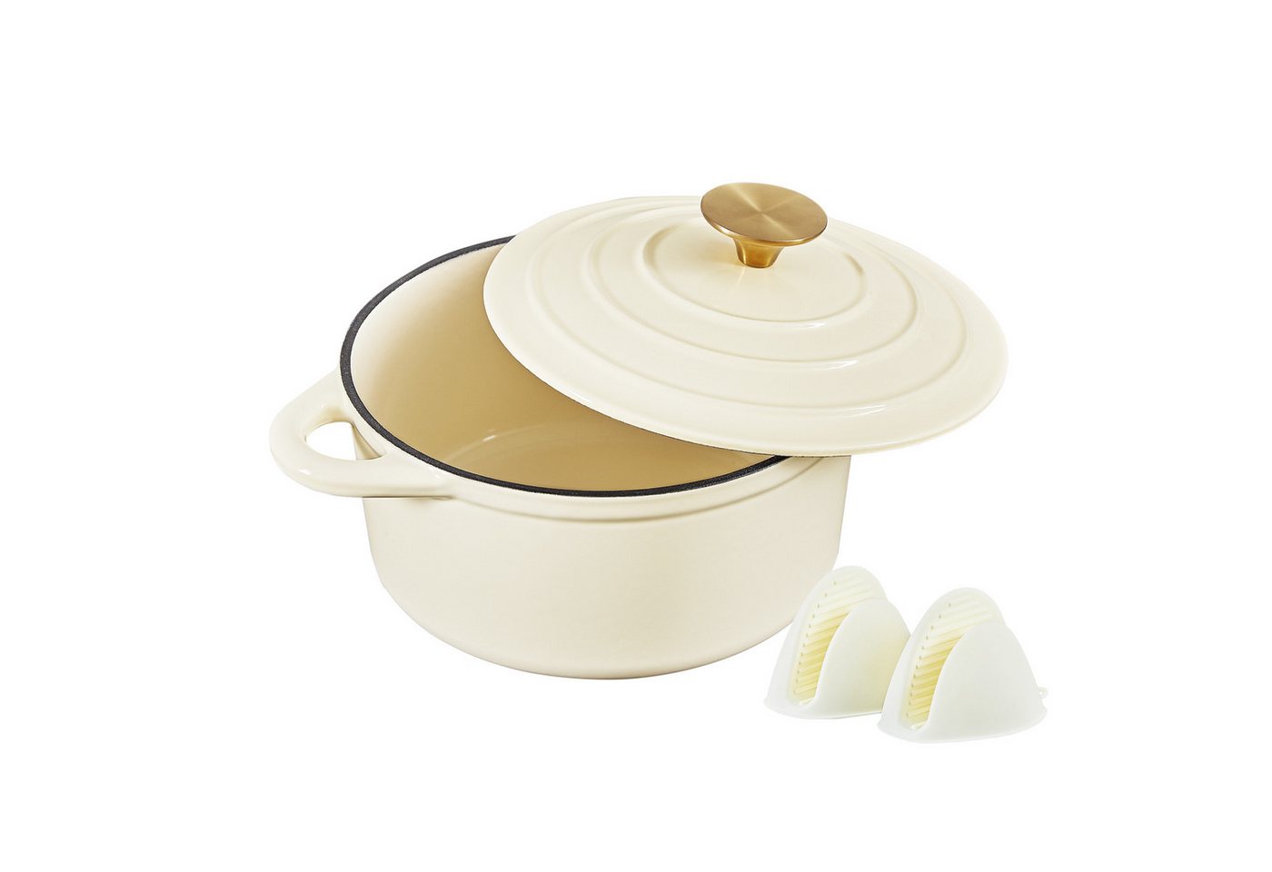 Nilpferd Bräter Gusseisen Topf emaillierte Bräter Gusseisentopf Schmortopf, (Set, 1 Pot mit 1 lid), Backofengeeignet Induktionsgeeignet Zum Braten, Schmoren, Kochen von Nilpferd