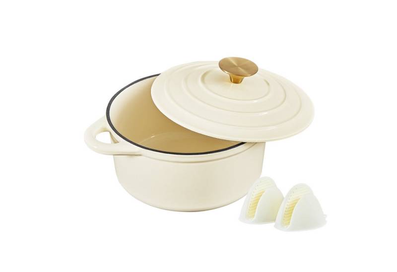 Nilpferd Bräter Gusseisen Topf emaillierte Bräter Gusseisentopf Schmortopf, (Set, 1 Pot mit 1 lid), Backofengeeignet Induktionsgeeignet Zum Braten, Schmoren, Kochen von Nilpferd