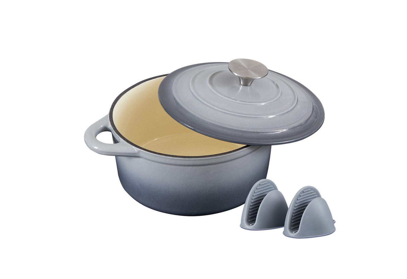 Nilpferd Bräter Gusseisen Topf emaillierte Bräter Gusseisentopf Schmortopf, (Set, 1 Pot mit 1 lid), Backofengeeignet Induktionsgeeignet Zum Braten, Schmoren, Kochen von Nilpferd