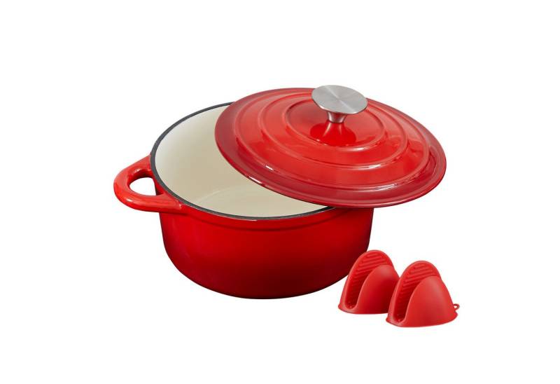 Nilpferd Bräter Gusseisen Topf emaillierte Bräter Gusseisentopf Schmortopf, (Set, 1 Pot mit 1 lid), Backofengeeignet Induktionsgeeignet Zum Braten, Schmoren, Kochen von Nilpferd