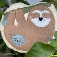 Kuschel(TierKissen Faultier Kissen Mit Name Blumen Personalisierbar Mädchen Junge Baby Teenager Biostoffe Kuscheln Sloth von NilsPlanet