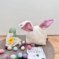 Plüsch-Hasenbeutel Alternatives Osternest Täschchen Geschenkidee Ostern Osterdeko Osterhasenbeutel von NilsPlanet