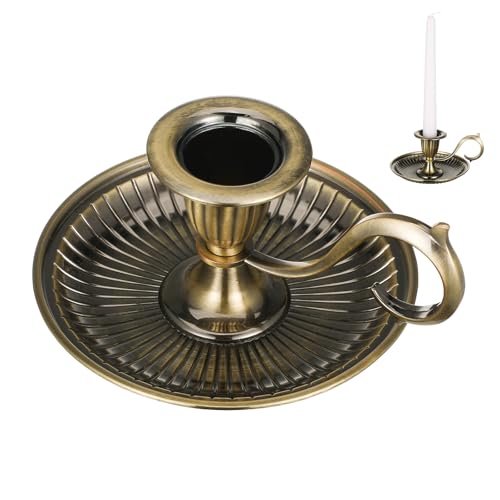 Kerzenhalter im Vintage-Stil, Bronze, mit Griff, europäischer Stil, Kerzenständer, Handheld, für Tafelaufsatz, Party, Hochzeit, Tisch, Heimdekoration (braun) von Niltracy