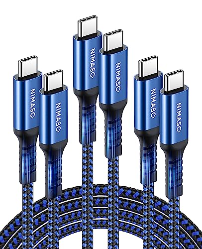 Nimaso USB C auf USB C Kabel [3-Pack/0.3M+1M+2M],USB Typ C PD Ladekabel 60W 20V/3A für Galaxy S21/S21+/S20/S10/S9,Note 10,Huawei P30,Google Pixel 3a/3a XL,iPad Pro 2021/2020/2018,MacBook,Dell XPS 15 von Nimaso