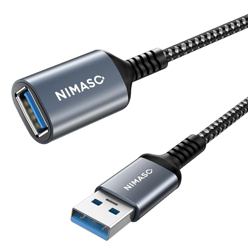 Nimaso Verlängerung Kabel 1 Stück 1M, USB 3.0 Verlängerungskabel A Stecker auf A Buchse mit Nylon Stoffmantel，5Gbps ultraschnelle Übertragung für Kartenlesegerät,Tastatur, Drucker, Scanner, Kamera von Nimaso