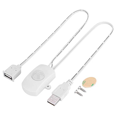 Nimoa Lichtschalter mit IR-Sensor, 4A DC 5-24V Mini PIR Infrarot-Bewegungssensor Detektor Automatischer Schalter LED-Streifen USB-Schnittstelle(Weiß) von Nimoa