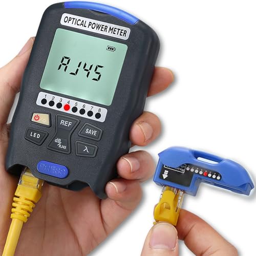 Glasfaser Leistungsmesser, 3-in-1 Optisches Leistungsmessgerät glasfaserprüfgerät mit RJ45 Tester und LED-Beleuchtung, -70~+10 dBm Mini Wiederaufladbarer Faseroptisches Leistungsmessgerät, FC/SC/ST von Nimomo