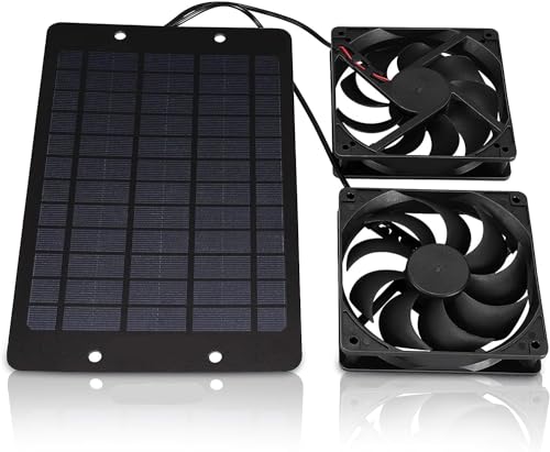 800mA 10W Solar Ventilator Mit Solarpanel, Solarpanel Fan Kit Solarbetriebener Abluftventilator Solarpanel Power Beatmungsgerät Dual Solar Lüfter Für Gewächshaus Hühnerstall Haustierhaus von Nimomo