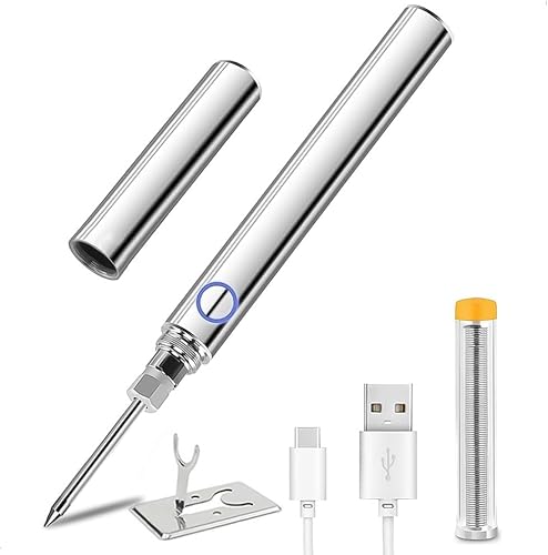 Nimomo Kabelloses Lötkolben Set, 15W 5V USB Lötkolben Lötset Schweißwerkzeuge Mit Einstellbarer Temperatur Von 200 Bis 450 °c, Wiederaufladbarer Lötkolben Wireless Soldering Iron, 1100mah Akku von Nimomo